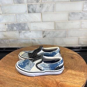 Vans Classic Patchwork Denim Toddler Kids Slip-On Shoes
